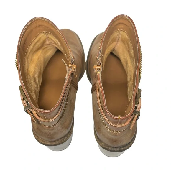 Gianni Bini Brown Ankle Boots Women Sz 9.5M 2 Sided Zip Buckle Belt Ankle Shoes - Picture 7 of 13